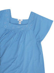 20 22 24 26 PLUS SIZE BLUE COTTON SQUARE NECK TOP SMOCK