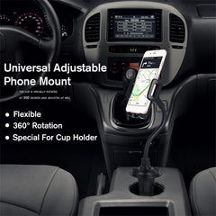 Universal 360° Car Cup Holder Phone Mount, Adjustable Gooseneck Cupholder Cell Phone Cradle with Rotatable Holder, Compatible with Most Smart Phones.