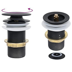 Bathroom Sink with Black Tap and Push Drain Tempered Glass Round Countertop Basin Pop Up Waste Plug Modern Basin for Vanity Unit