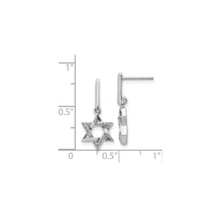 0.13 ct. natural diamond 14k white gold star of david dangle