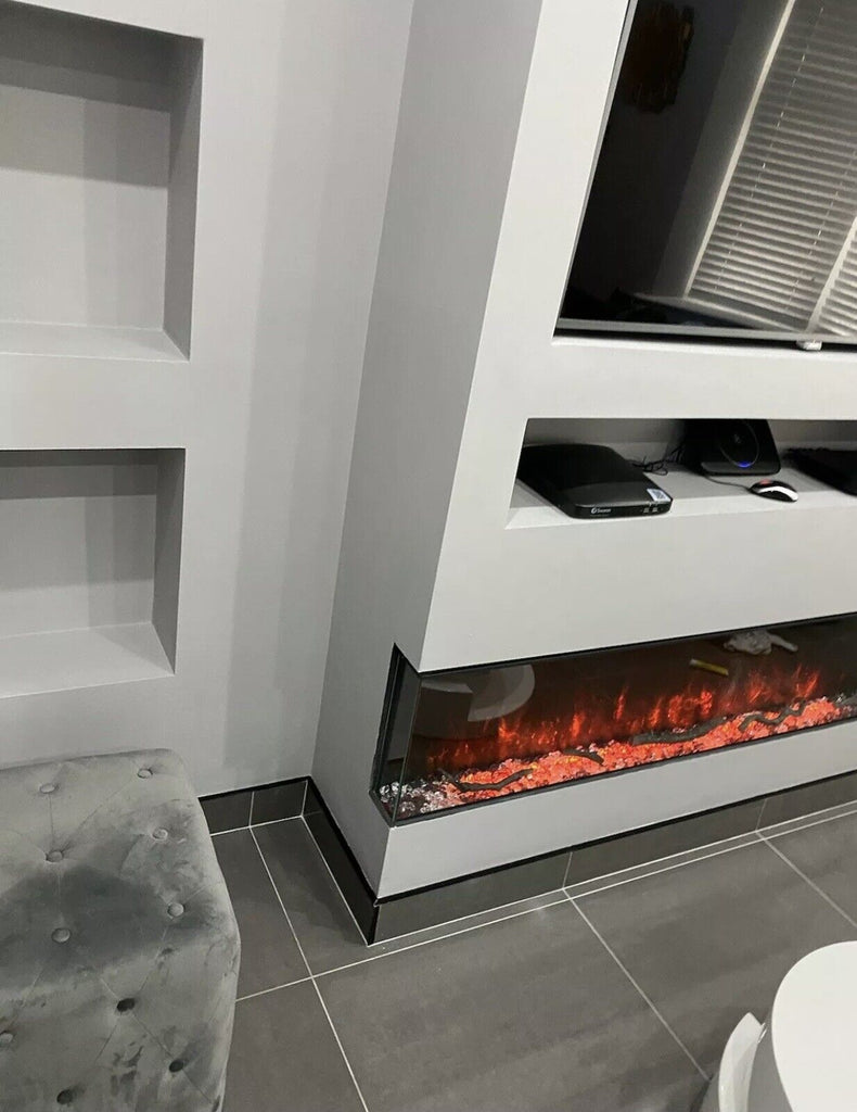Modern Flame Veriflame 60" Built In Electric Fire Suite Media Wall Decor 3Sided
