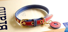 Handmade Leather 4th of July Dog Collar and Leashn | Independance Day Captain America Red and Blue Luxury Collar