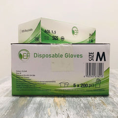 Disposable TPE Recyclable Clear Examination Work Gloves 5 x 200 pcs - Medium