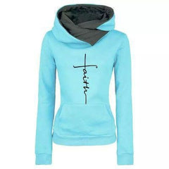 Autumn winter hoodies sweatshirts women faith embroidered sweatshirt long sleeve pullovers christmas casual warm hooded tops