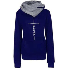 Autumn winter hoodies sweatshirts women faith embroidered sweatshirt long sleeve pullovers christmas casual warm hooded tops