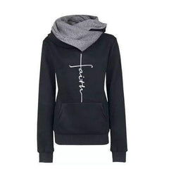 Autumn winter hoodies sweatshirts women faith embroidered sweatshirt long sleeve pullovers christmas casual warm hooded tops