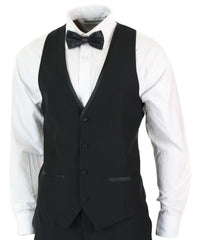 Mens 3 Piece Black Classic Satin Tuxedo Dinner Suit Tailored Fit..