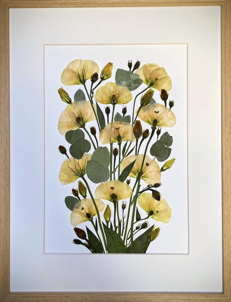Flowers in frame – picture from dried flowers, still nature botanical artwork, handmade wall decor, made by traven