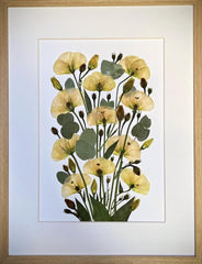 Flowers in frame – picture from dried flowers, still nature botanical artwork, handmade wall decor, made by traven