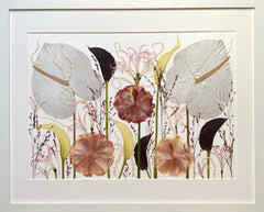 Neutral still nature picture from dried flowers – flowers in frame, made by traven