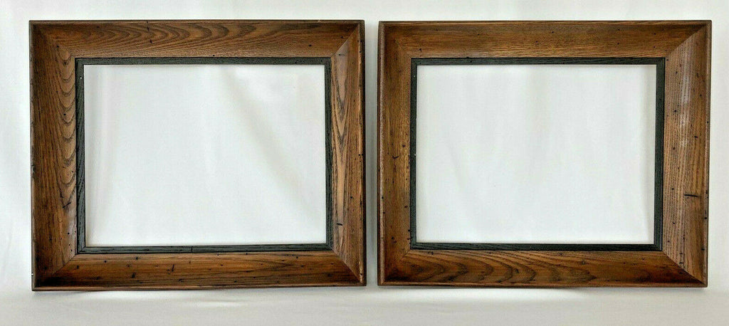Pair of MCM Wormwood Wormy Oak Art Frames Deep Well for 12 x 16