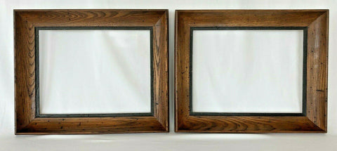 Pair of MCM Wormwood Wormy Oak Art Frames Deep Well for 12 x 16