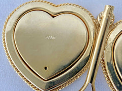 Vtg Micro Mosaic Millefiori Double Heart Picture Frame Italy Floral Easel Back