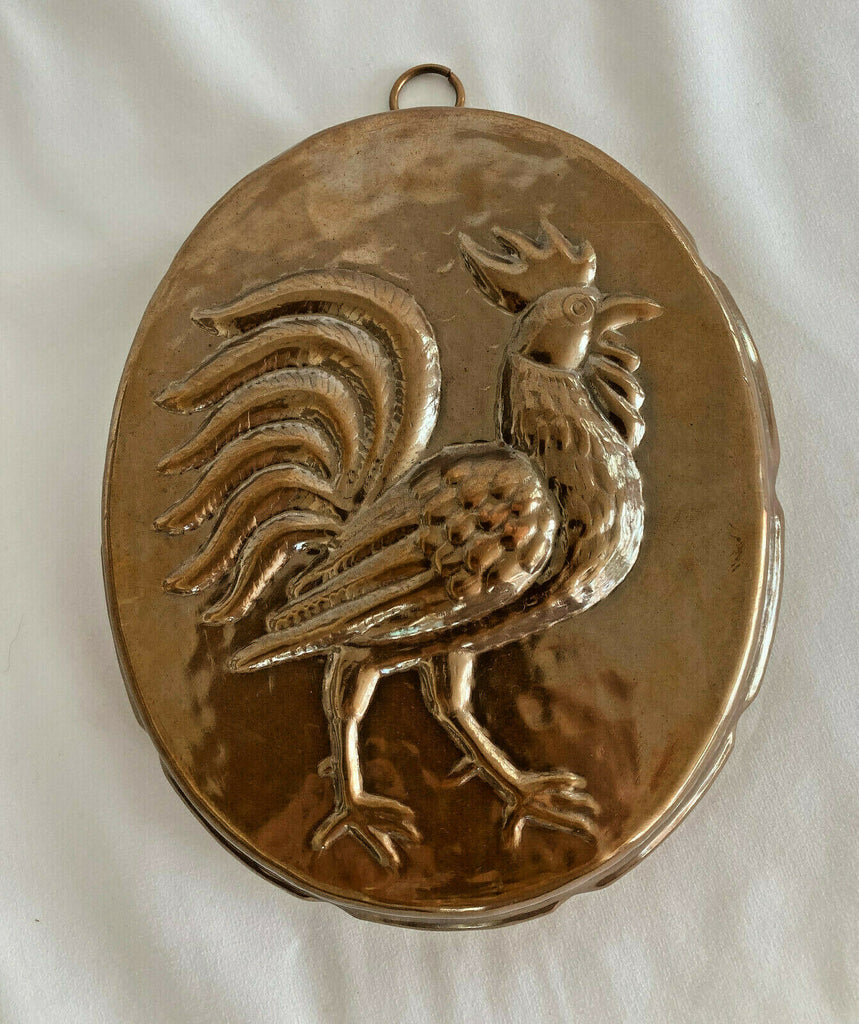Vintage unused COPPER MOLD Mold Rooster BIRTH-GRAMM Tin-Lined Switzerland