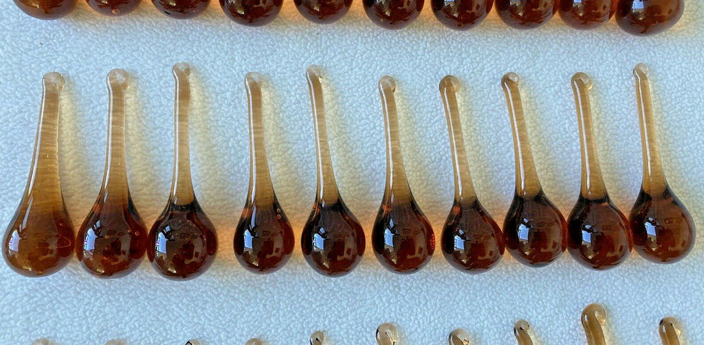 10 Vintage Amber Glass Drop Czech Crystal Chandelier Sconce Prisms 3”