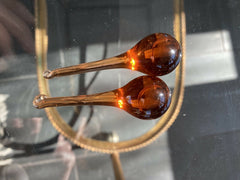10 Vintage Amber Glass Drop Czech Crystal Chandelier Sconce Prisms 3”