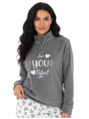 Viterbo Biancheria Pigiama Donna Invernale Caldo E Soffice in Morbido Coral Fleece LWW0085