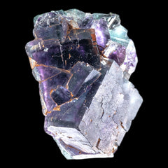 Okorusu fluorite crystal cluster, purple cubic fluorite with green zoning, raw mineral specimen, namibia