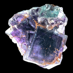 Okorusu fluorite crystal cluster, purple cubic fluorite with green zoning, raw mineral specimen, namibia