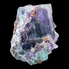 Okorusu fluorite crystal cluster, purple cubic fluorite with green zoning, raw mineral specimen, namibia