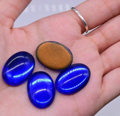 test Vintage Oval Deep Blue Foiled Cabochon 18 X 25 mm Germany