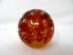 Murano Blown Art Glass Sphere - Overscale, Amber with Large Controlled Bubbles
