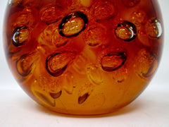 Murano Blown Art Glass Sphere - Overscale, Amber with Large Controlled Bubbles