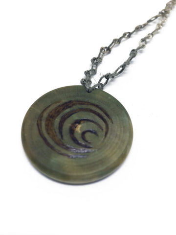 Water Element Wood Pendant Necklace