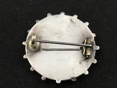 Victorian silver Aesthetic Movement brooch engraved with a bird in bamboo