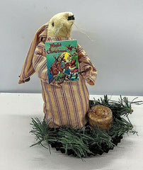 Primitive Handmade Night Before Christmas Mouse with Prim Tealight Candle