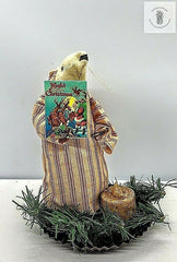 Primitive Handmade Night Before Christmas Mouse with Prim Tealight Candle