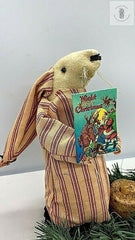 Primitive Handmade Night Before Christmas Mouse with Prim Tealight Candle