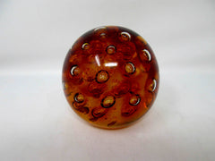 Murano Blown Art Glass Sphere - Overscale, Amber with Large Controlled Bubbles