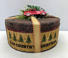 Christmas Primitive Early American  Cinnamon Dusted Holiday Tin Pine Greens Decor