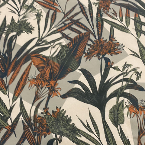 Printed Crepe Dress Fabric Green Tropical