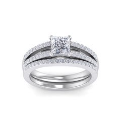 test Princess Shape Lab Grown Diamond with Accent Solid Gold Engagement Ring