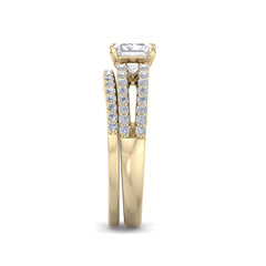 test Princess Shape Lab Grown Diamond with Accent Solid Gold Engagement Ring
