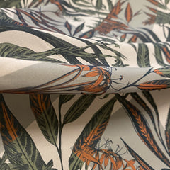 Printed Crepe Dress Fabric Green Tropical