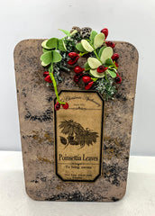 Christmas Primitive Early American  Cinnamon Dusted Holiday Tin Pine Greens Decor
