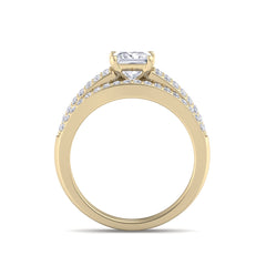 test Princess Shape Lab Grown Diamond with Accent Solid Gold Engagement Ring