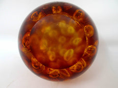 Murano Blown Art Glass Sphere - Overscale, Amber with Large Controlled Bubbles