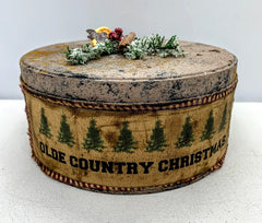 Christmas Primitive Early American  Cinnamon Dusted Holiday Tin Pine Greens Decor