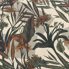 Printed Crepe Dress Fabric Green Tropical