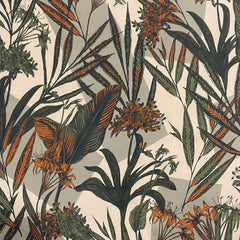 Printed Crepe Dress Fabric Green Tropical