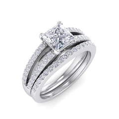 test Princess Shape Lab Grown Diamond with Accent Solid Gold Engagement Ring