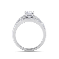 test Princess Shape Lab Grown Diamond with Accent Solid Gold Engagement Ring