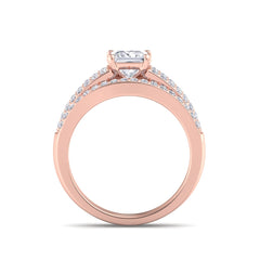 test Princess Shape Lab Grown Diamond with Accent Solid Gold Engagement Ring
