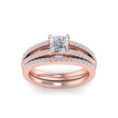 test Princess Shape Lab Grown Diamond with Accent Solid Gold Engagement Ring