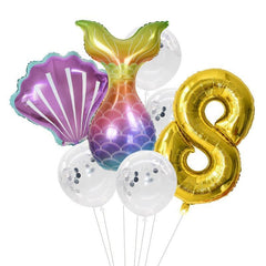 7pcs/lot Mermaid Party Balloons 32inch Number Foil Balloon Kids Birthday Party Decorations Baby Shower Decor Helium Globos