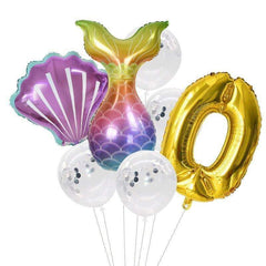 7pcs/lot Mermaid Party Balloons 32inch Number Foil Balloon Kids Birthday Party Decorations Baby Shower Decor Helium Globos